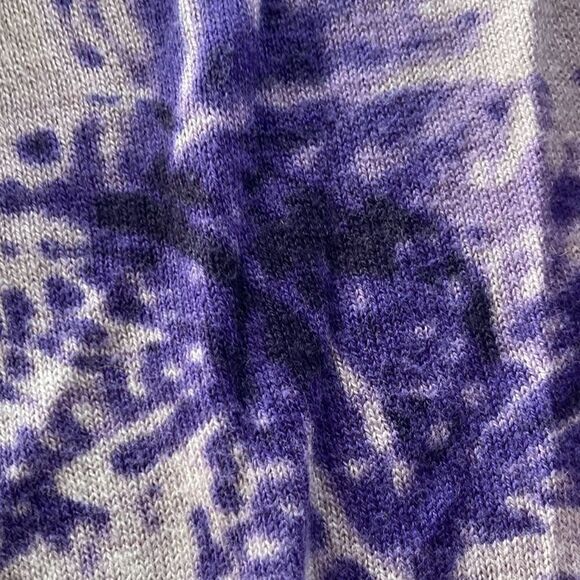 Chicos purple cream print size one long sleeve open front sweater - Picture 6 of 14